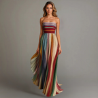 Yara | Women's Maxi Dress | Strapless, Pleated Panel Skirt | Full Length