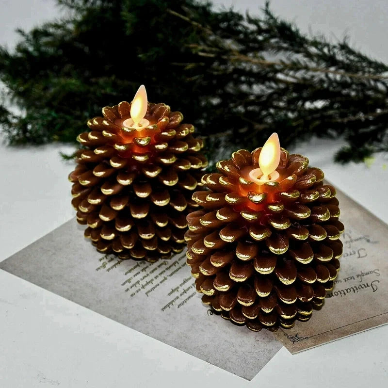 Xanthe | LED Pinecone Candles | Flameless, Remote & Timer | Warm White