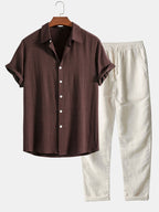 Ivy | Men's Summer Outfit Set | Linen Shirt & Trousers | Lightweight, Relaxed Fit