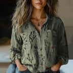 Wren | Women's Cotton Blouse | Vintage Print, Long Sleeve | Summer