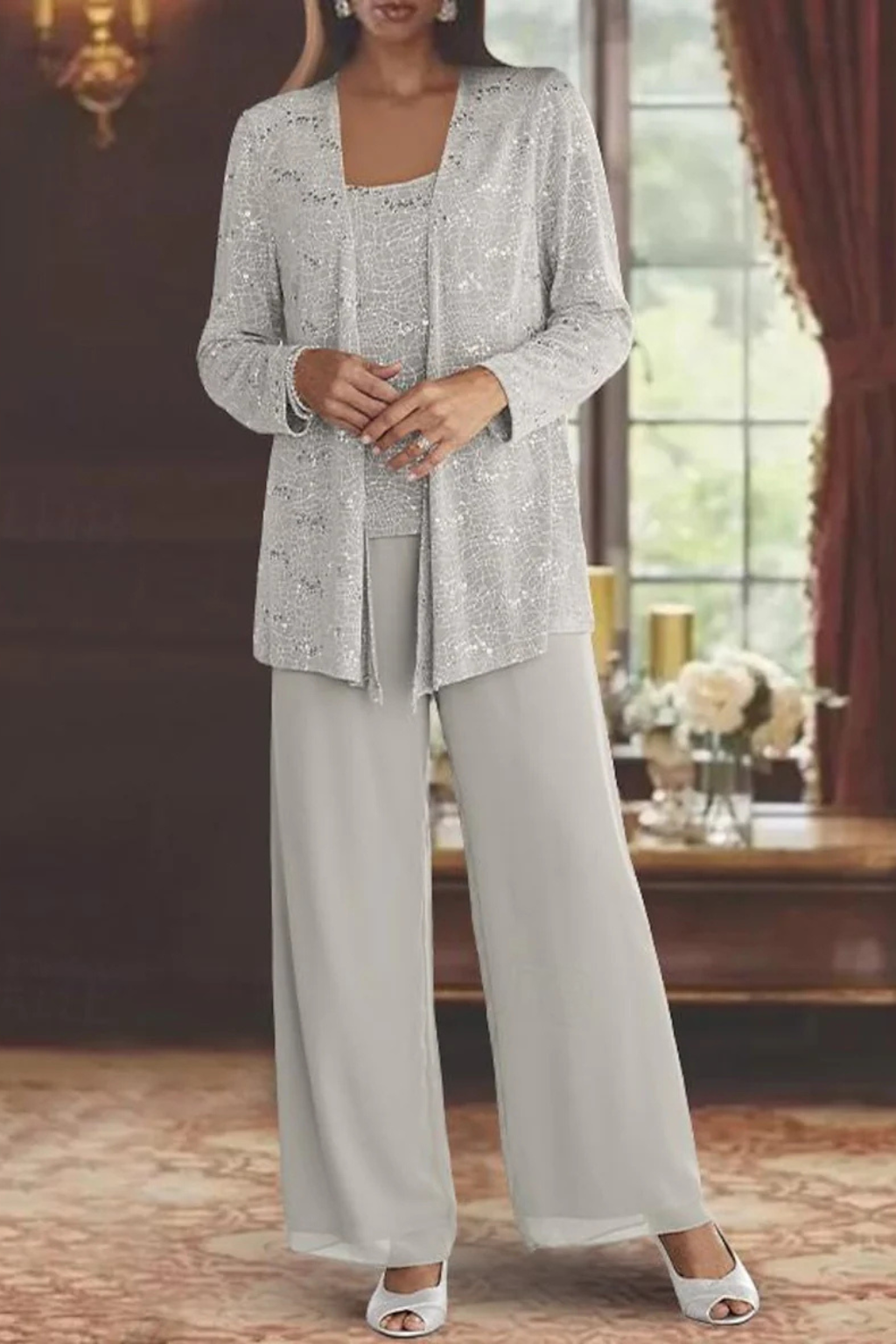 Lena | Women's Evening Set | Three-Piece, Wide-Leg Trousers | XS–2XL