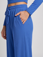 Women 2 Piece Long Sleeve Crop Top Wide Leg Pants Set