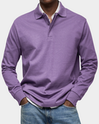 Men Polo Shirt Long Sleeve Stretch Breathable Winter Knit Top