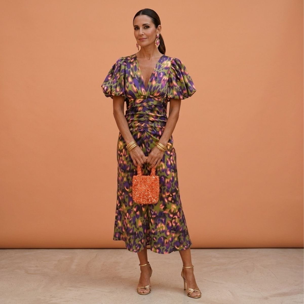 Summer Dress Women Lightweight Spring V Neck Puff Sleeve
