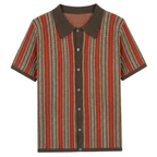 Resort Wear Men Knit Polo Shirt Vertical Stripe | Embla
