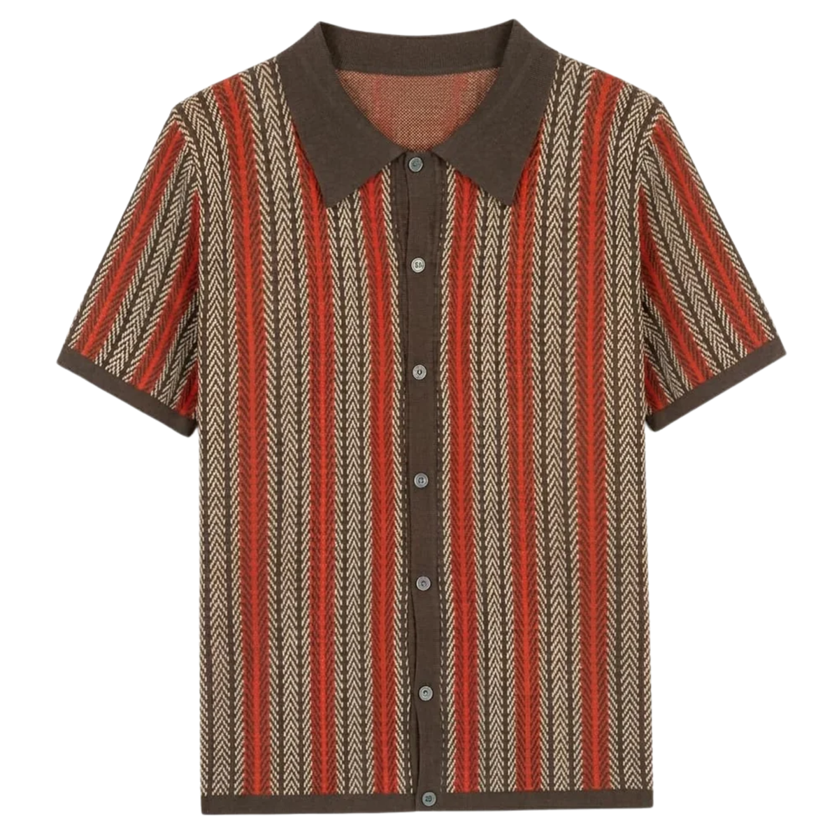 Resort Wear Men Knit Polo Shirt Vertical Stripe | Embla