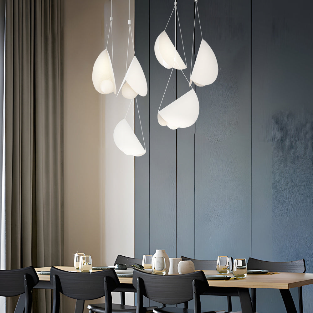 Leah | Pendant Lamp | Minimalist Half Moon, White | 1/3/6-Light