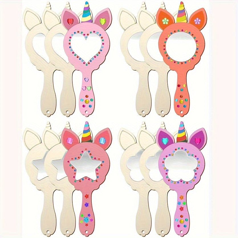 Wren | Wooden Mirrors | 12-Piece Unicorn DIY Set | Wall Décor, No Battery