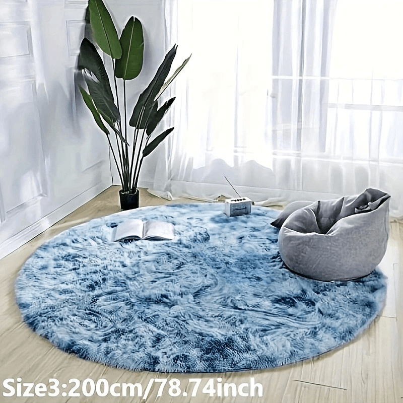 Delphine | Round Plush Rug | Tie-Dye, Soft & Non-Slip | Living Room, Bedroom
