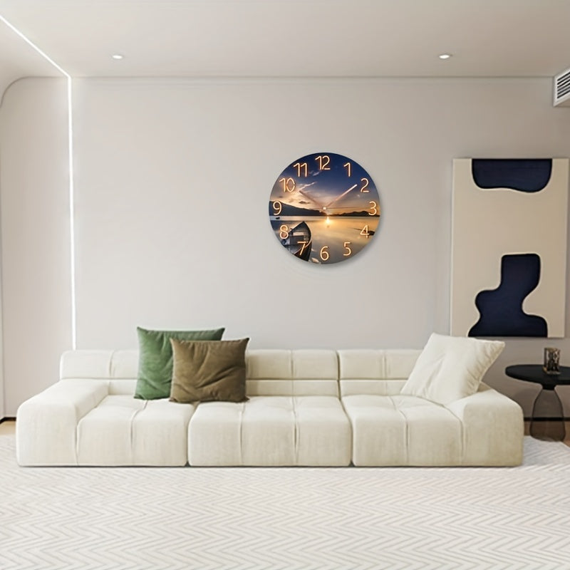 Nora | Wall Clock | 12-Inch Round, Silent, Glass Frame | Modern Design