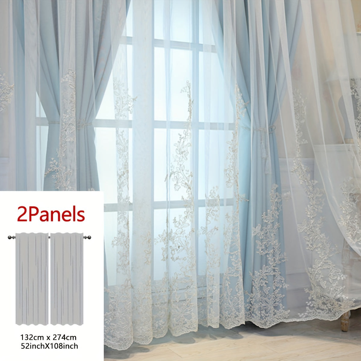 Saoirse | Embroidered Curtain Panels | Elf & Fairy Design, Light-Filtering | Set of 2 with Rings