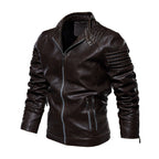 Quinn | Men's Faux Leather Jacket | Biker Style, Ribbed Sleeves | Fleece Lined