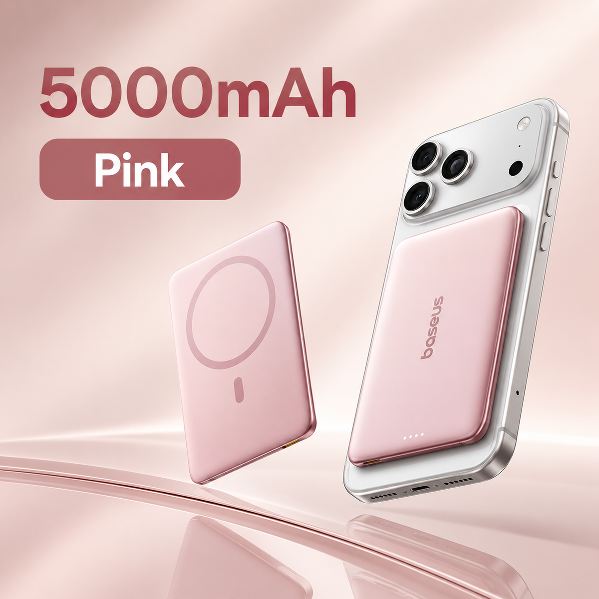 Power Bank Magnetic 5000mAh Wireless Slim iPhone Samsung Compatible