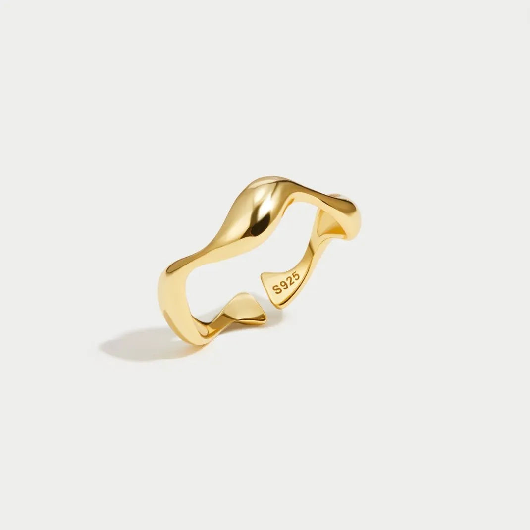 Wren | Minimalist Ring | Ocean-Inspired | 18K Gold Plated, Sterling Silver, Adjustable
