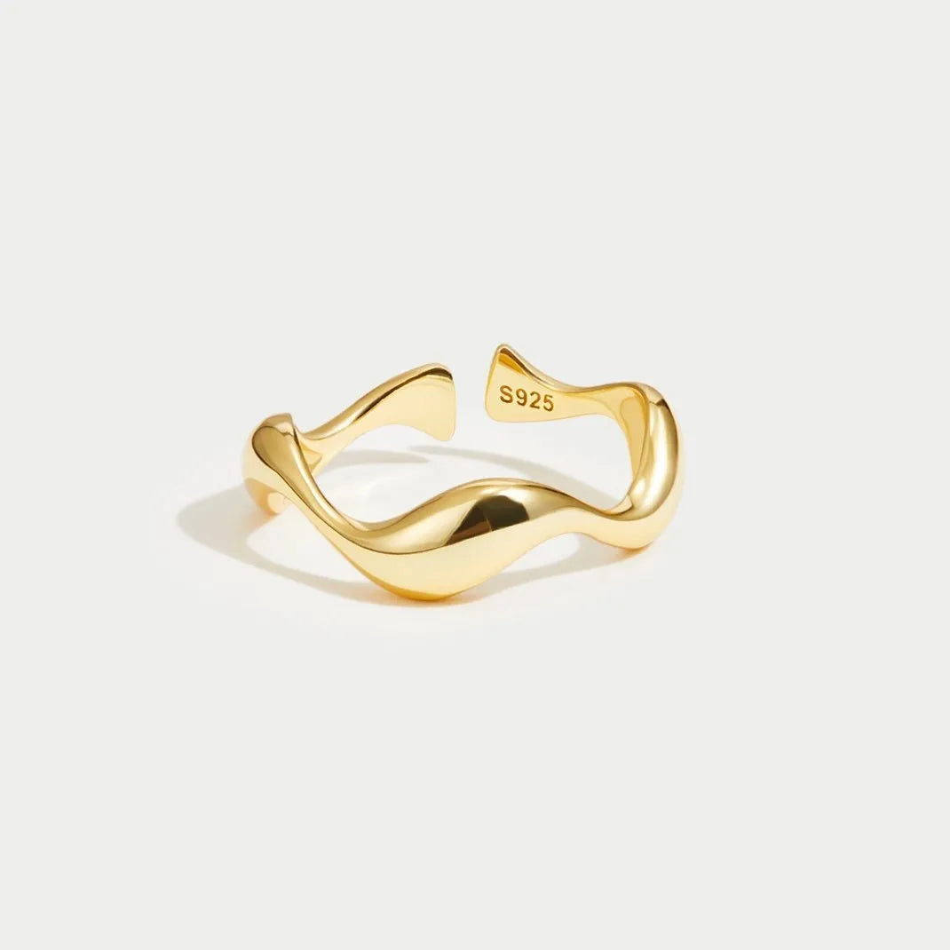 Wren | Minimalist Ring | Ocean-Inspired | 18K Gold Plated, Sterling Silver, Adjustable