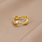 Wren | Minimalist Ring | Ocean-Inspired | 18K Gold Plated, Sterling Silver, Adjustable