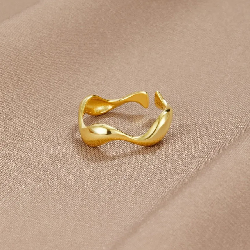 Wren | Minimalist Ring | Ocean-Inspired | 18K Gold Plated, Sterling Silver, Adjustable
