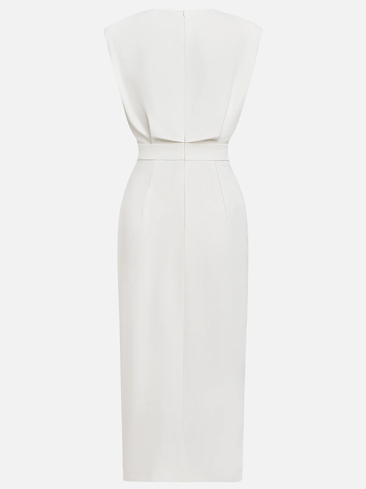 Calla | Women's Midi Dress | Round Neckline, Button Slit | Structured