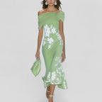 Midi Dress | Floral, Fitted Silhouette, Flared Hem | Ottavia