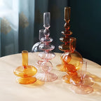 Indra | Glass Candlestick Set | Minimalist Table Decor | Lacquered, Romantic