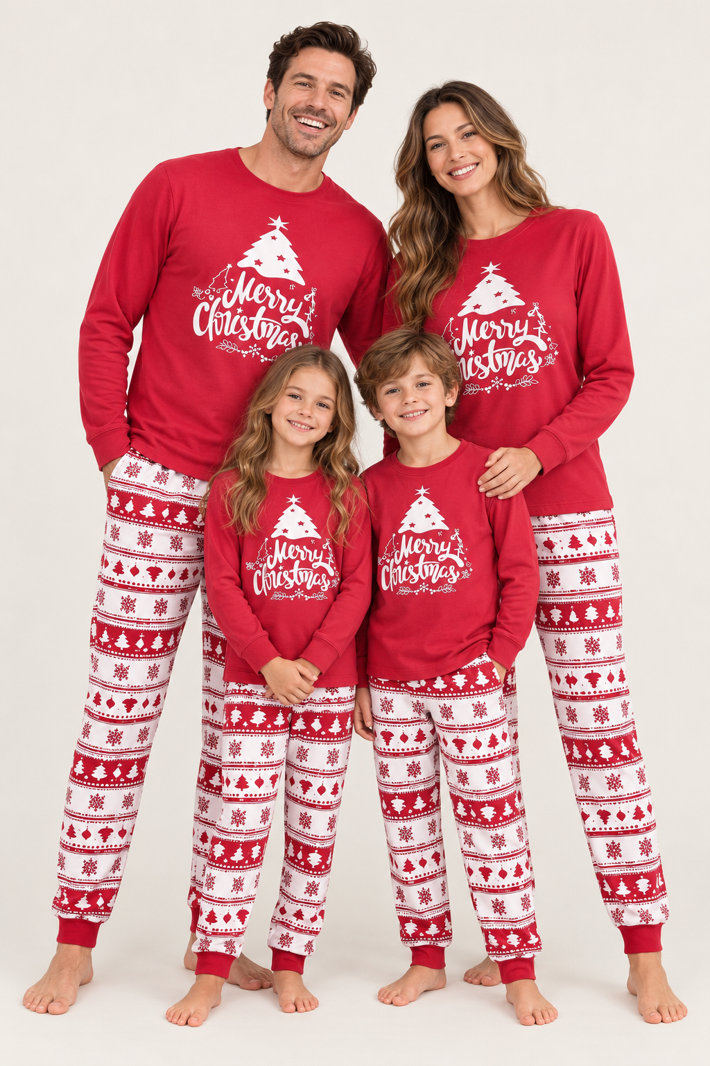Christmas Pajamas Family Matching Sets Cotton Women Men Kids Baby