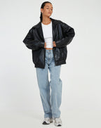 Quinn | Women's Oversized PU Leather Jacket | Faux Leather, Relaxed Fit