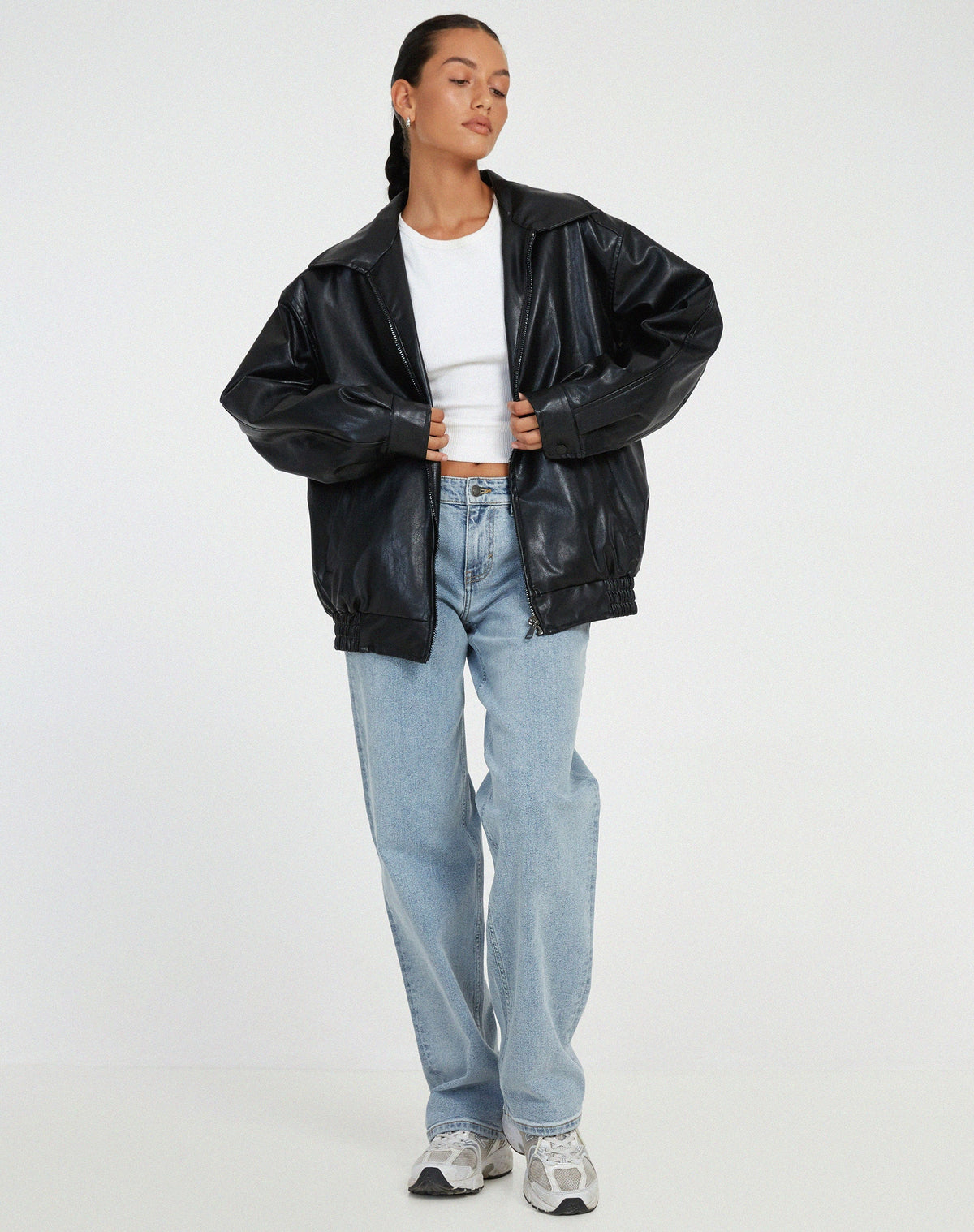 Quinn | Women's Oversized PU Leather Jacket | Faux Leather, Relaxed Fit