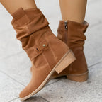 Women Knee High Boots Slouchy Block Heel