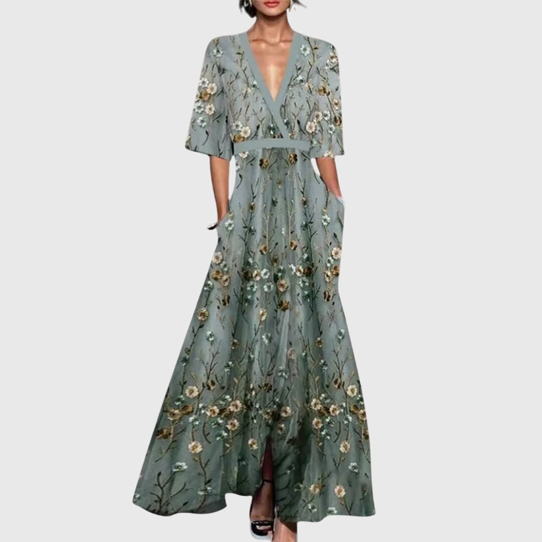 Thalia | Women's Spring Dress | Floral, Flared Skirt & Waist Belt | S–2XL