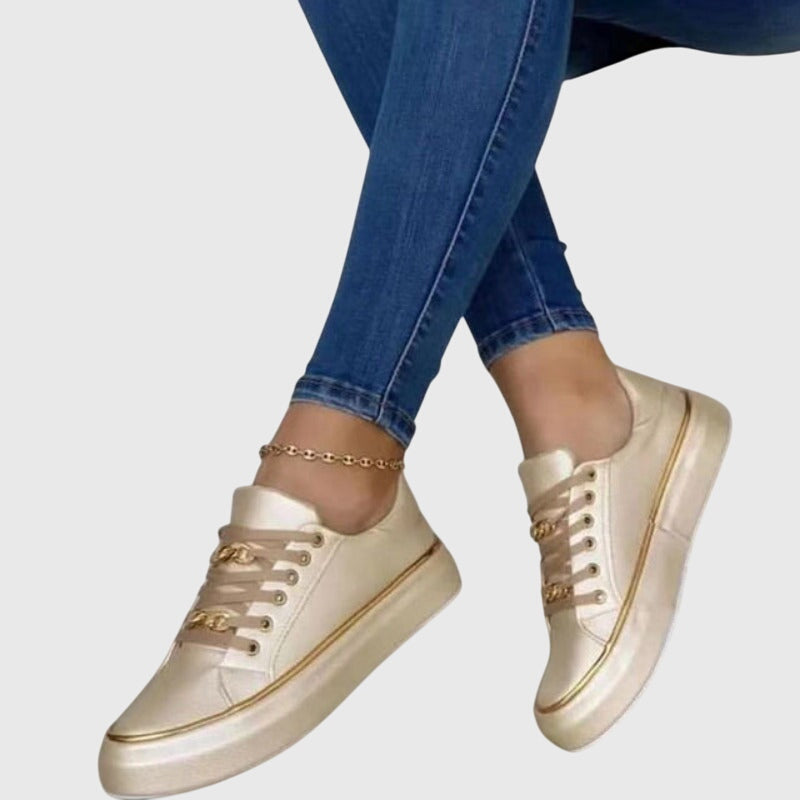 Jolie | Women's Lace-Up Sneakers | Velvet, Casual Spring | Flat