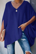 Women Oversized Tunic Top Batwing Sleeves V Neck