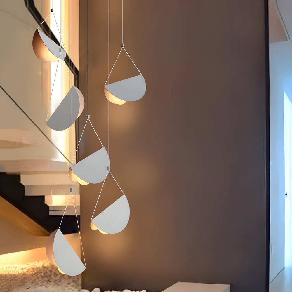 Leah | Pendant Lamp | Minimalist Half Moon, White | 1/3/6-Light