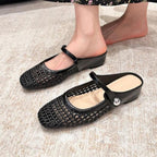 Orthopedic Mules Women Mary Jane Strap Flats Breathable Open Weave