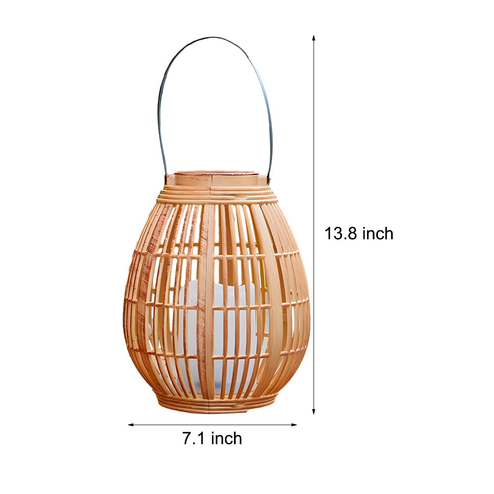 Maren | Solar Lantern Outdoor | Portable, Waterproof, Wood-Look | Warm White LED