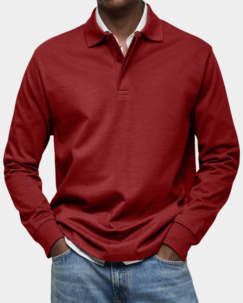 Men Polo Shirt Long Sleeve Stretch Breathable Winter Knit Top