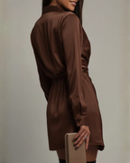 Veda | Mini Dress | Long Sleeve, Wrap Detail, Collared | Regular Fit