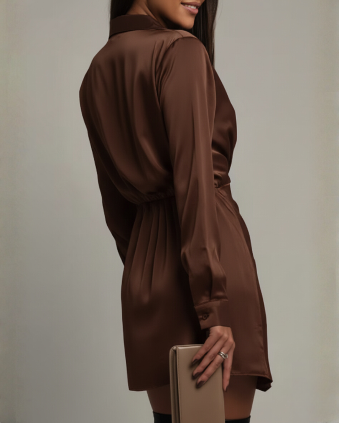 Veda | Mini Dress | Long Sleeve, Wrap Detail, Collared | Regular Fit