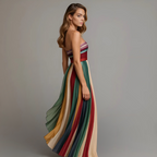 Yara | Women's Maxi Dress | Strapless, Pleated Panel Skirt | Full Length