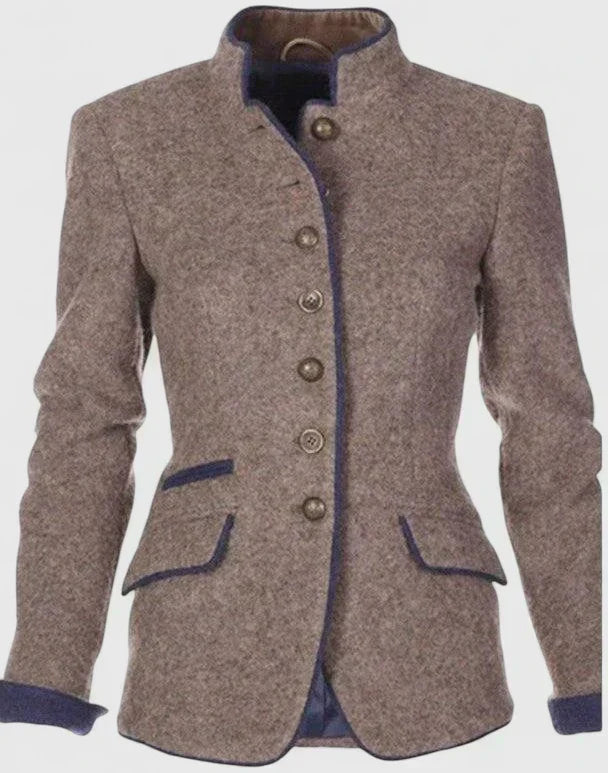 Women Wool Blend Blazer Structured Fit