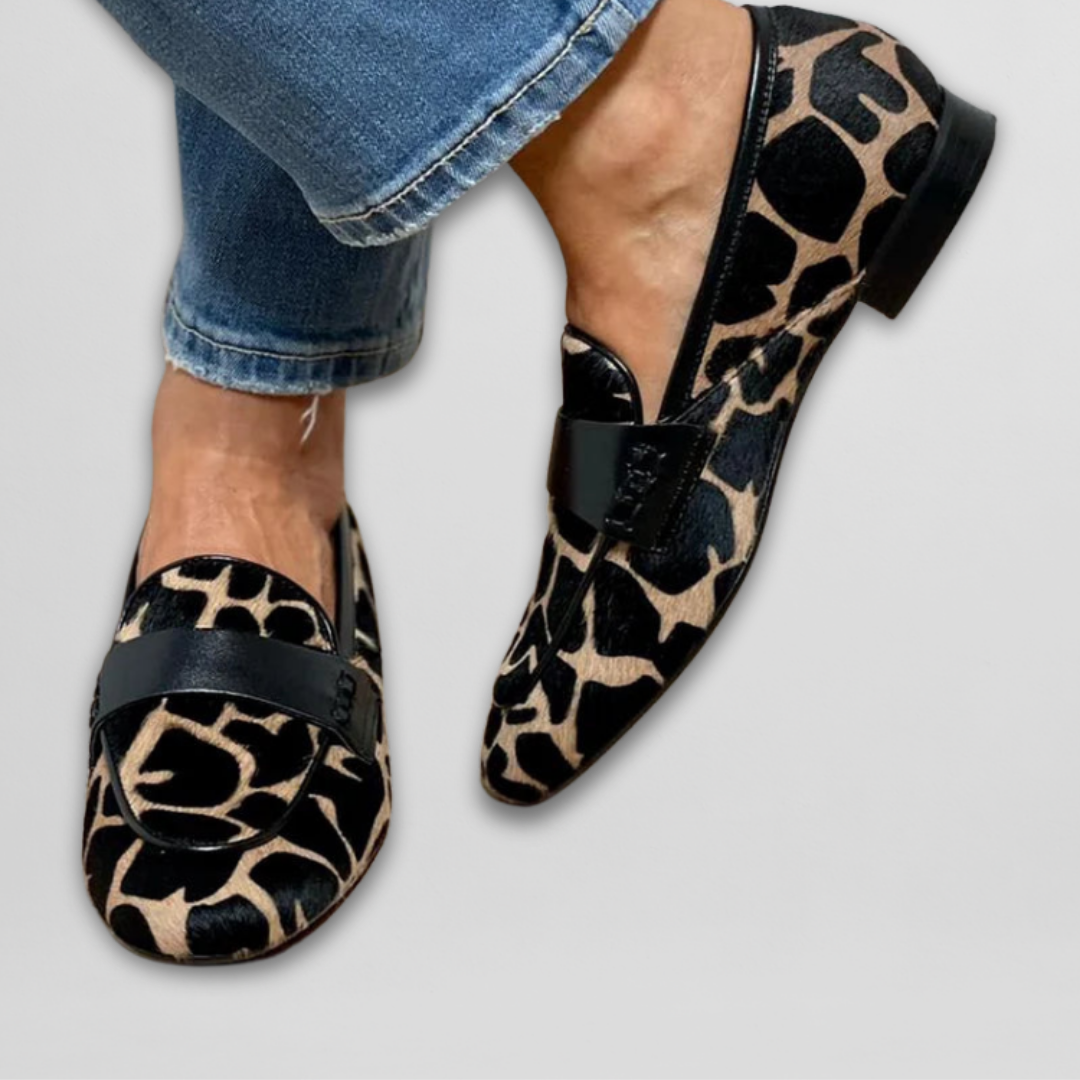 Eira | Women's Animal Print Loafers | Slip-On, Black | Sizes EU 34–43