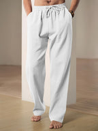 Sage | Men's Casual Trousers | Elastic Waist, Drawstring | Straight Fit