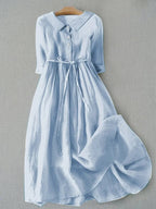 Women Dress | Elegant Short Sleeve Dress with Tie at Waist