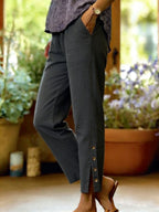 Women Wide Leg Linen Pants Cotton Blend Loose Trousers | Tamsin