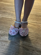 Kids Sandals Little Girls Flat Heel Bow Sequin Rhinestone Glitter Bling