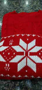 Christmas Jumper Women Knitted Snowflake Pattern Long Sleeve Top
