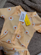 Kids Rash Guard Set Girls Long Sleeve Flower Print Swimsuit Hat