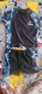 Girls Swimsuit One Piece Short Sleeve Toddler Kids 3 to 10 Years