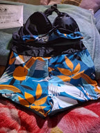 Bikini Set High Waist Women Printed Two Piece Wire Free Swimwear