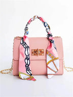 Freya | Women's Handbag | Brown Leather, Gold Clasp, Scarf Handle