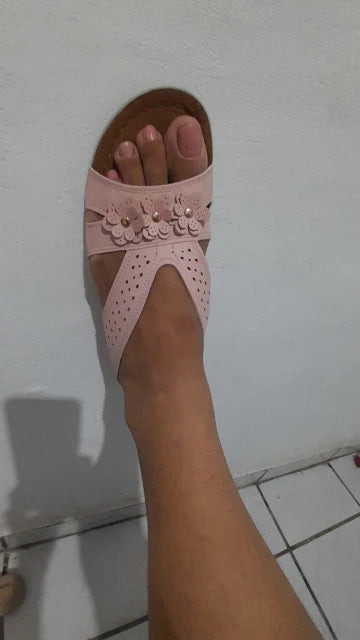 Women Wedge Sandals Platform Flower Hollow Open Toe Non Slip Sole